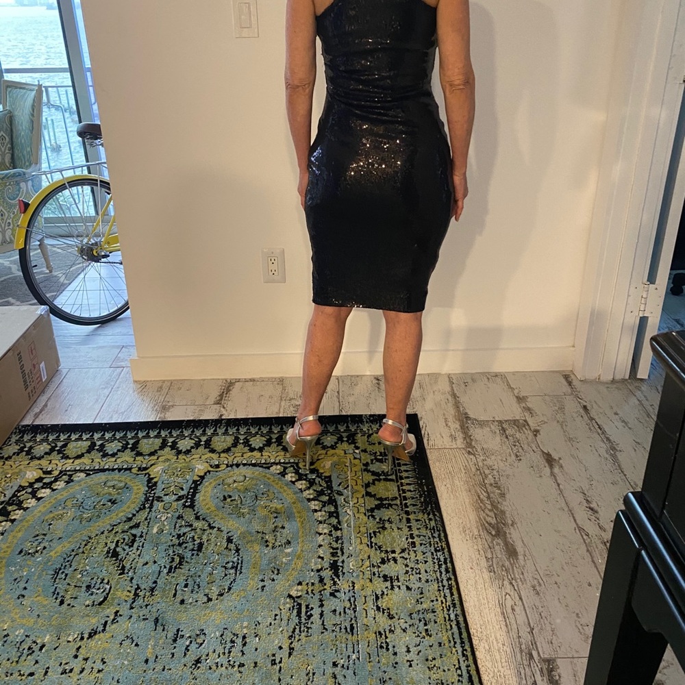 Black sequin cocktail dress